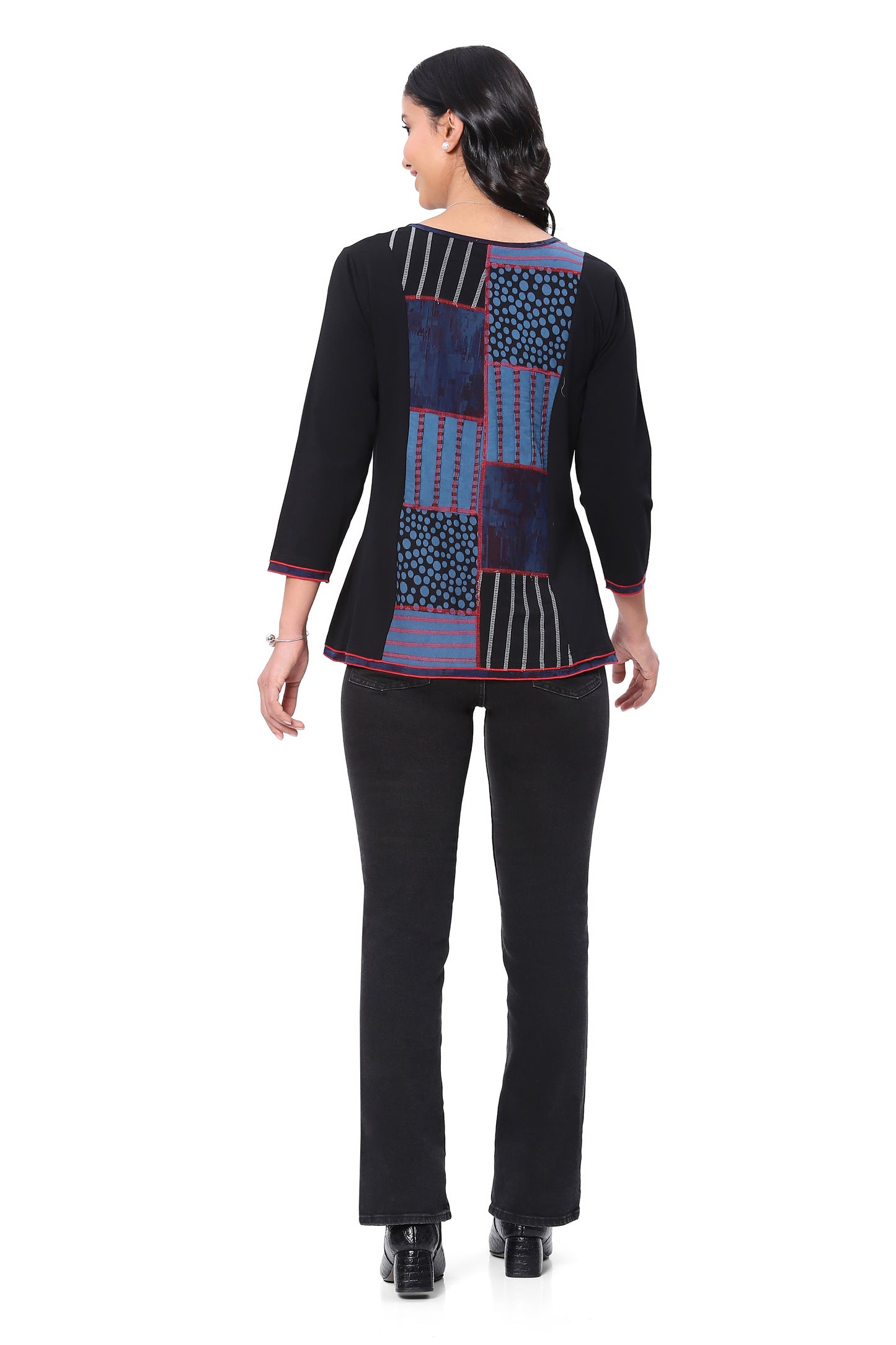 Parsley & Sage Plus Size Black/Blue Ocean Top 25W208C5P