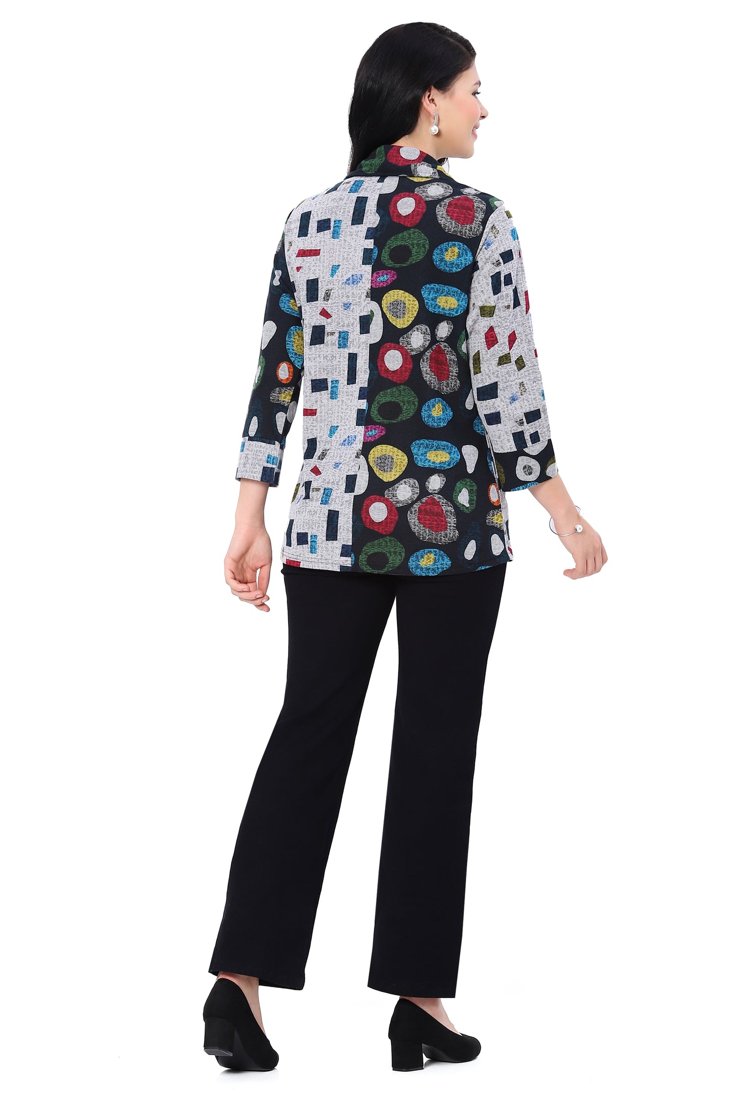 Parsley & Sage Plus Size Multi Onyx Button Front Shirt 25W265GP