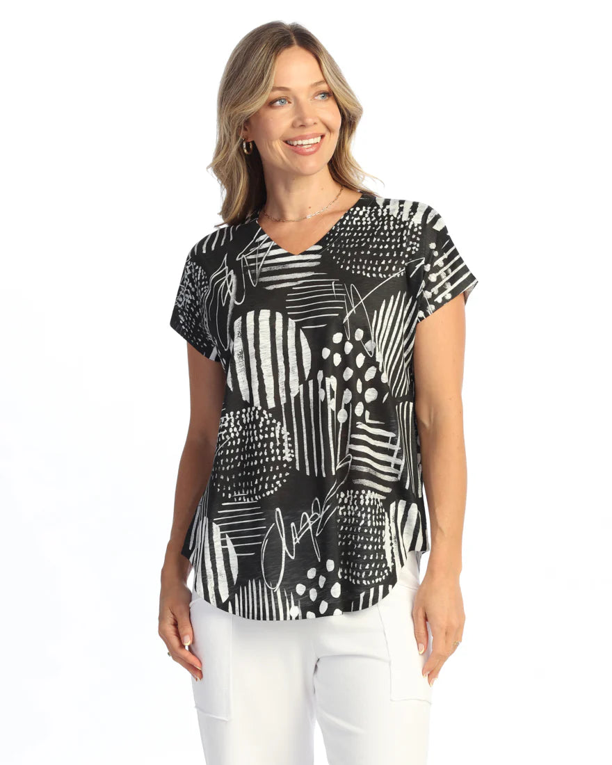 Jess N Jane Black/White Zippy Top 60-2198X