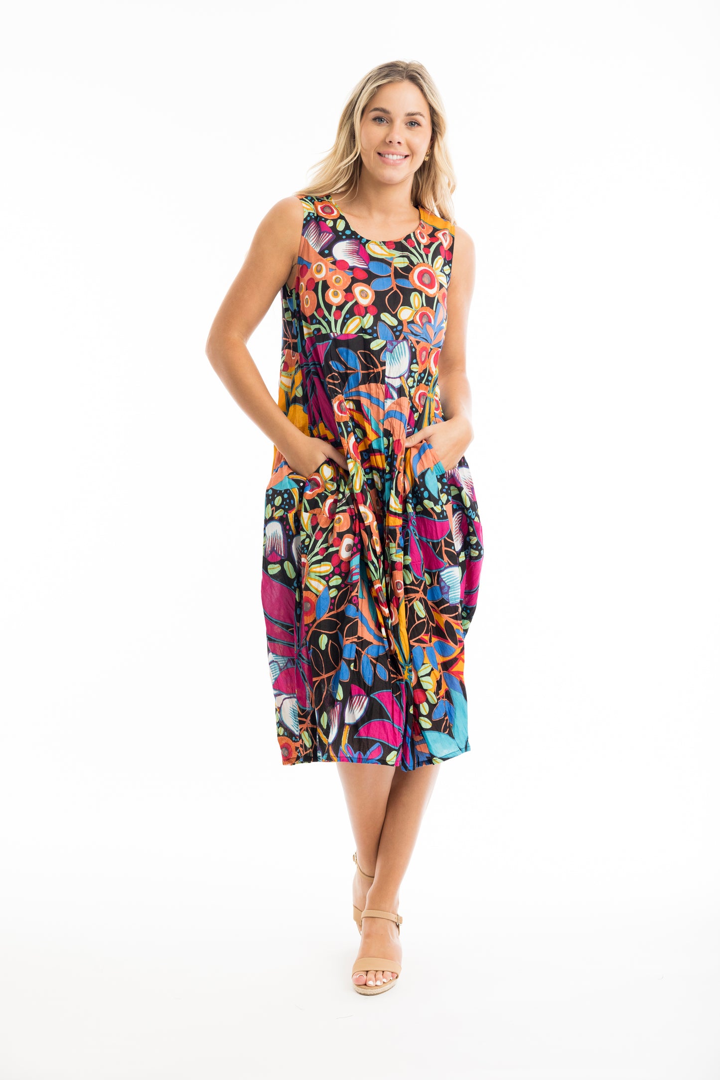 Orientique Plus Size Copacabana Crinkle Bubble Dress 61675