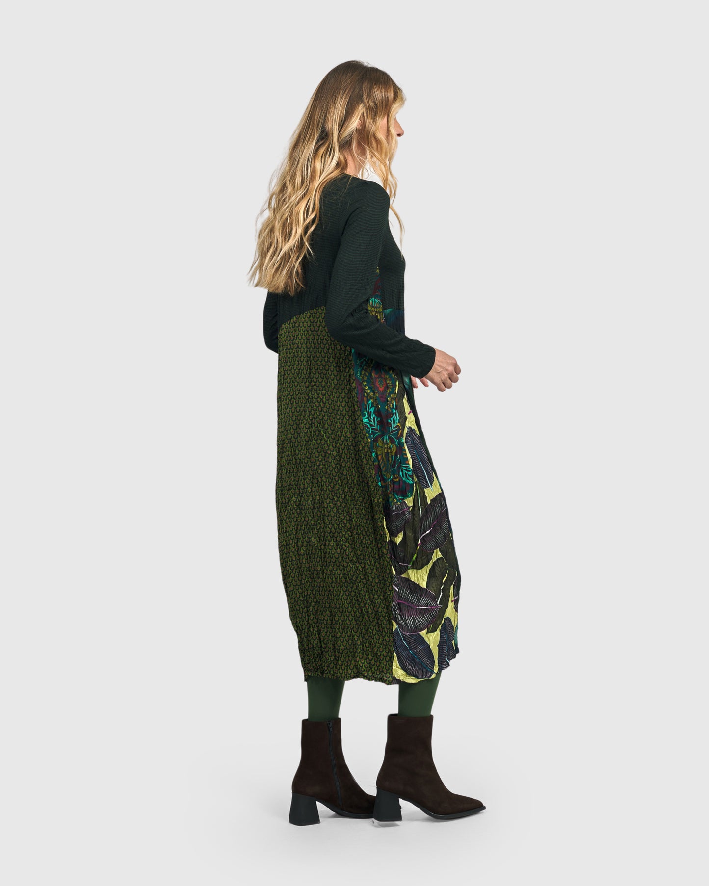 Alembika Forest Patch Work Crinkle Dress AD507F