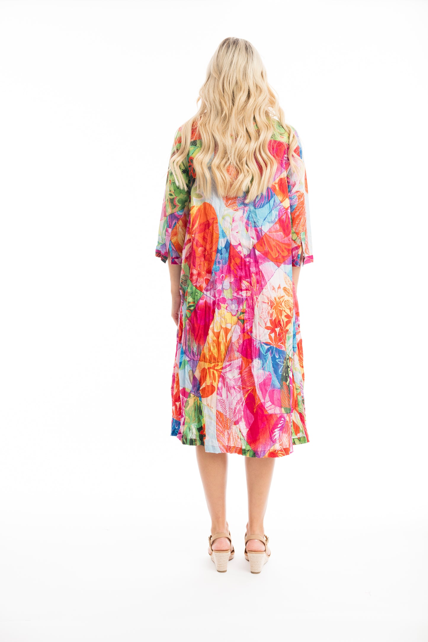 Orientique Plus Size Jozani Crinkle Button Front Dress 30060