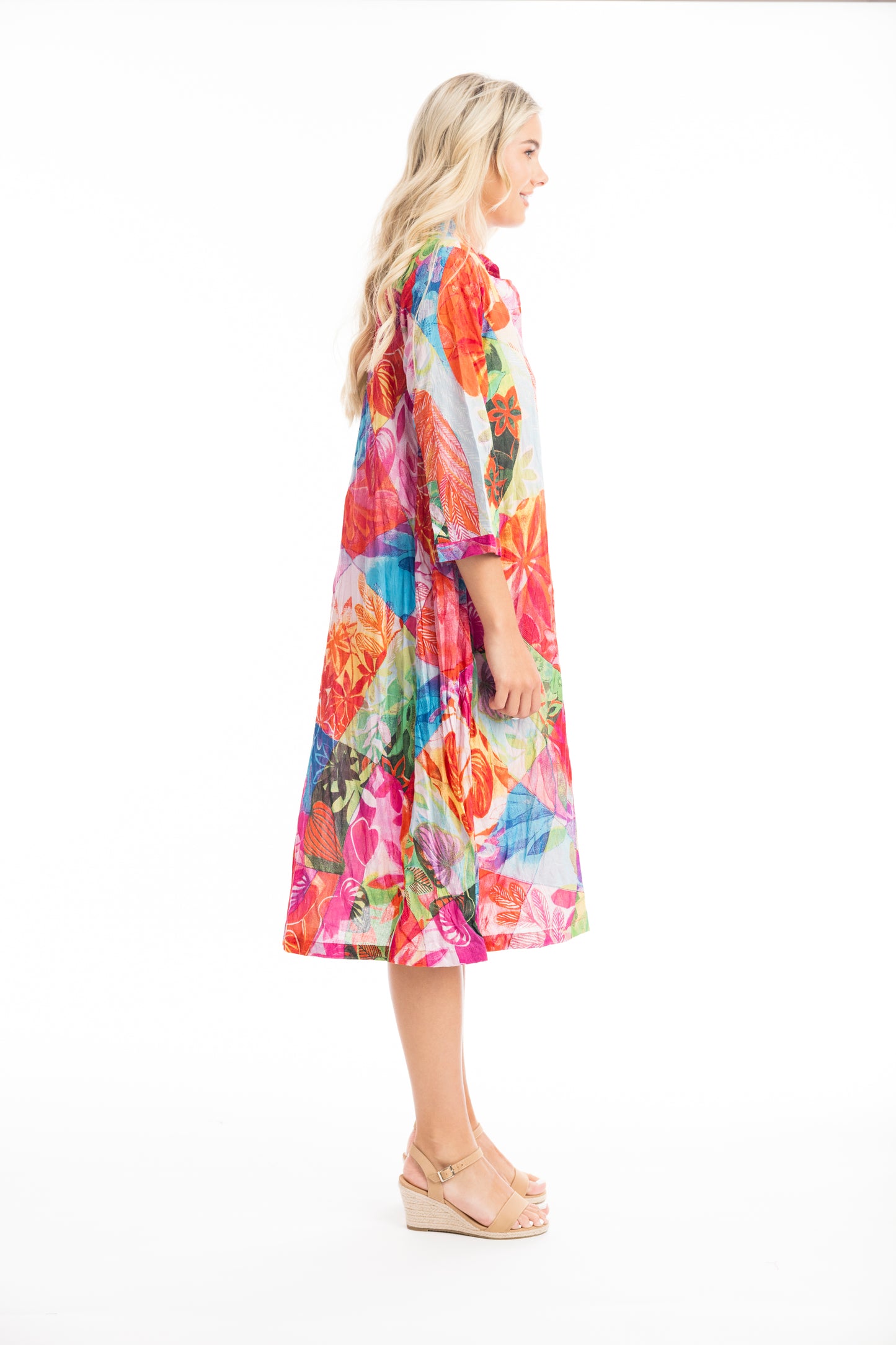 Orientique Plus Size Jozani Crinkle Button Front Dress 30060