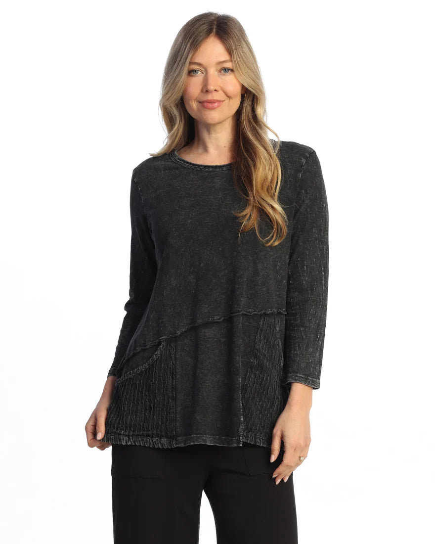 Jess & Jane Black Pullover 2 Pocket Tunic M101X