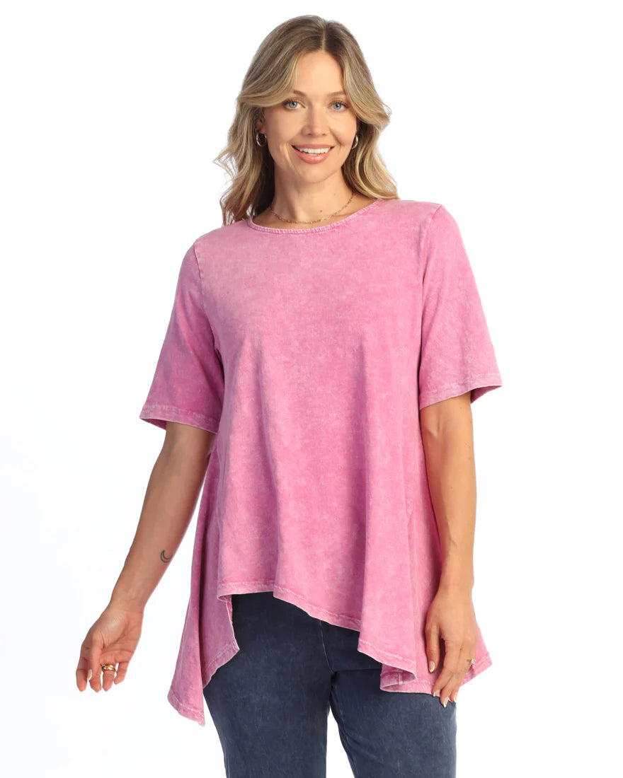 Jess N Jane Pink Mineral Washed Cotton Asym Tee M119X
