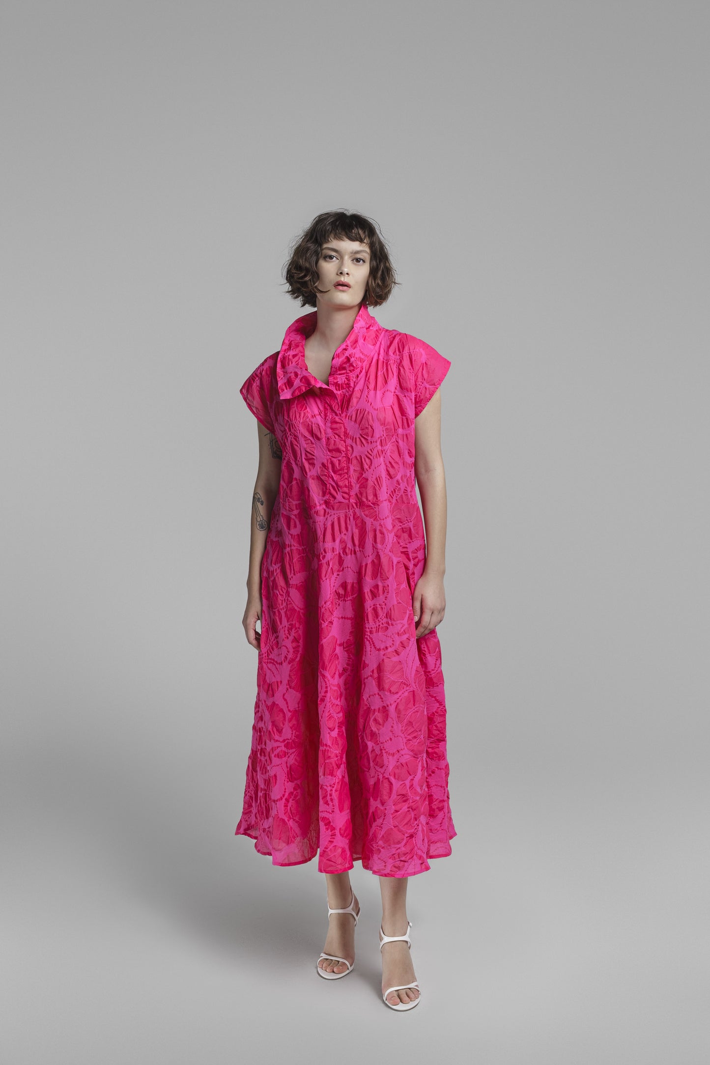 Igor Pink Textured Pullover Sheer Dress 60-25