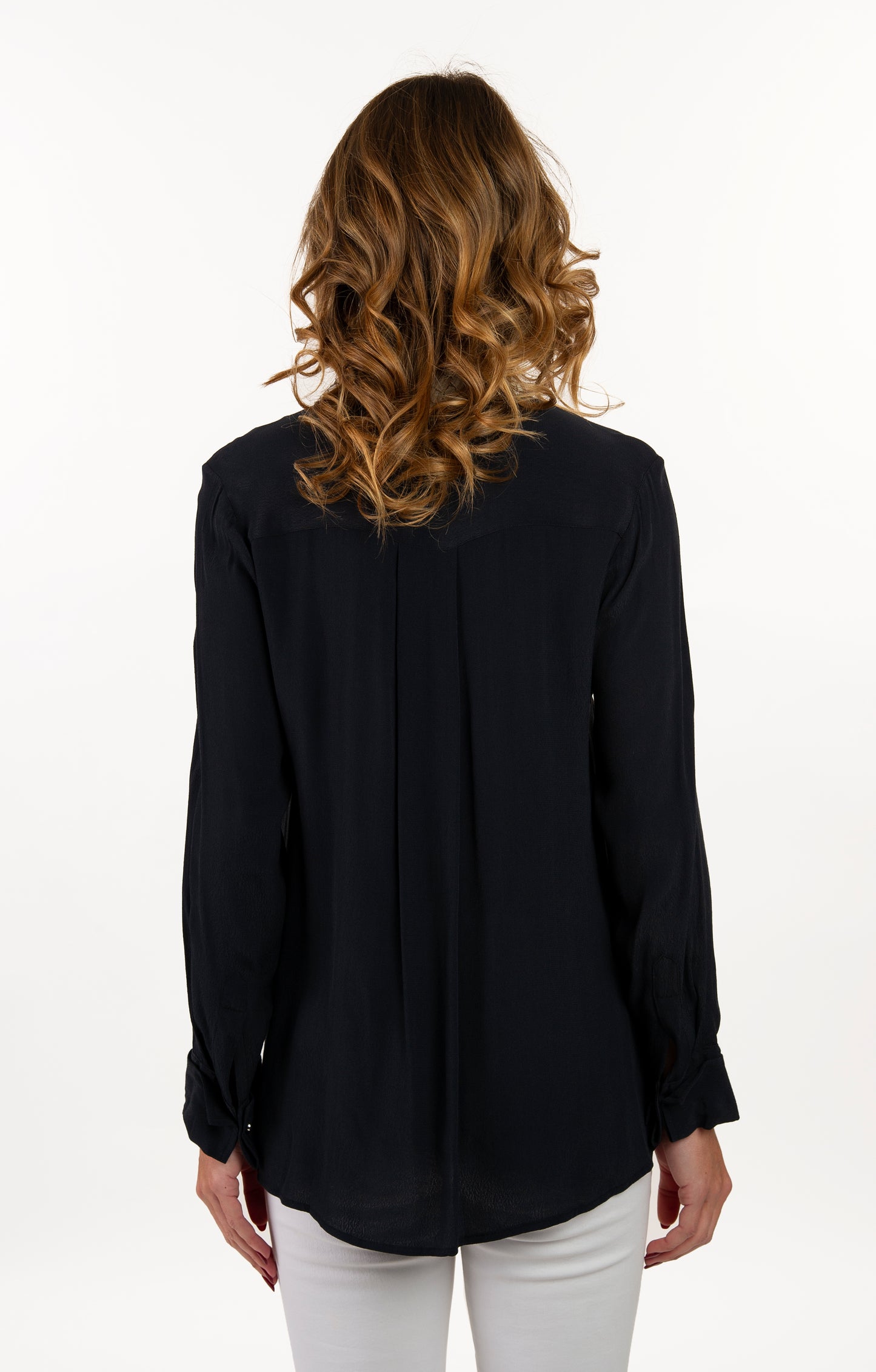 Lemongrass Black Button Front Blouse S4WT5373