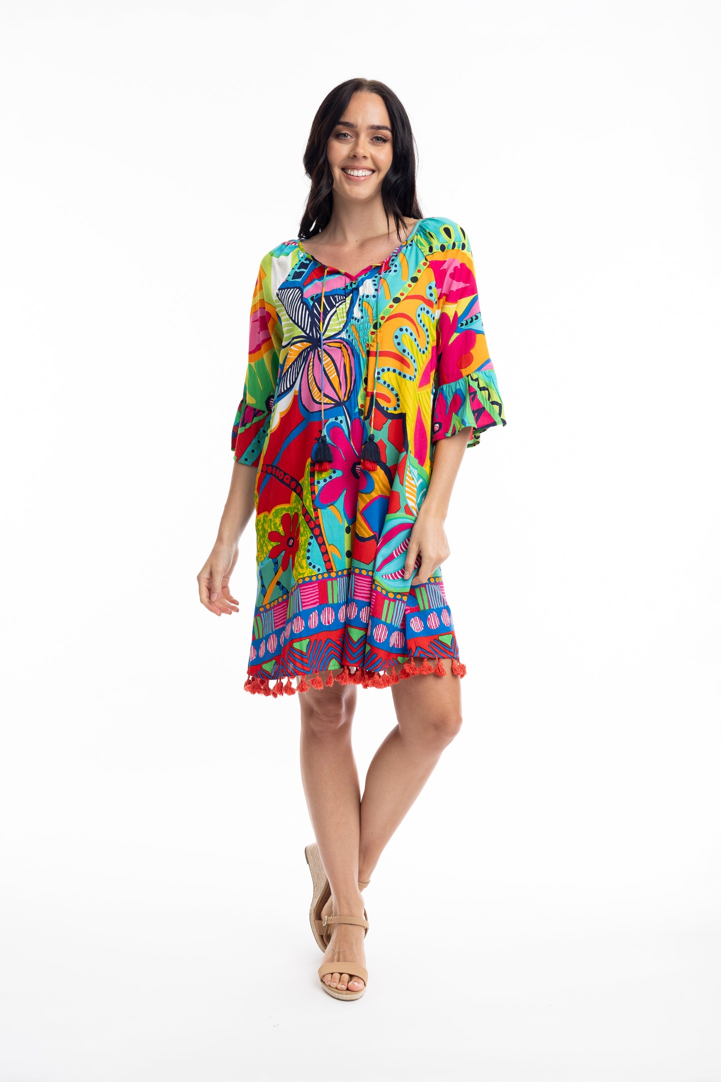 Orientique Plus Size San Miguel Tassel Dress 40027