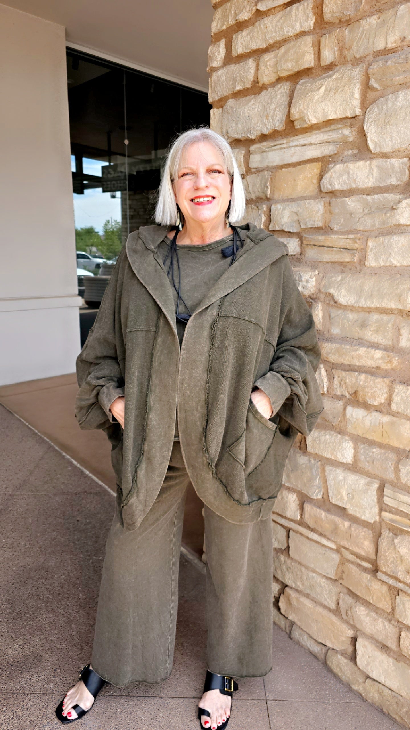 Cotton Lani Plus Size Olive One Size Batwing Sweatshirt B652