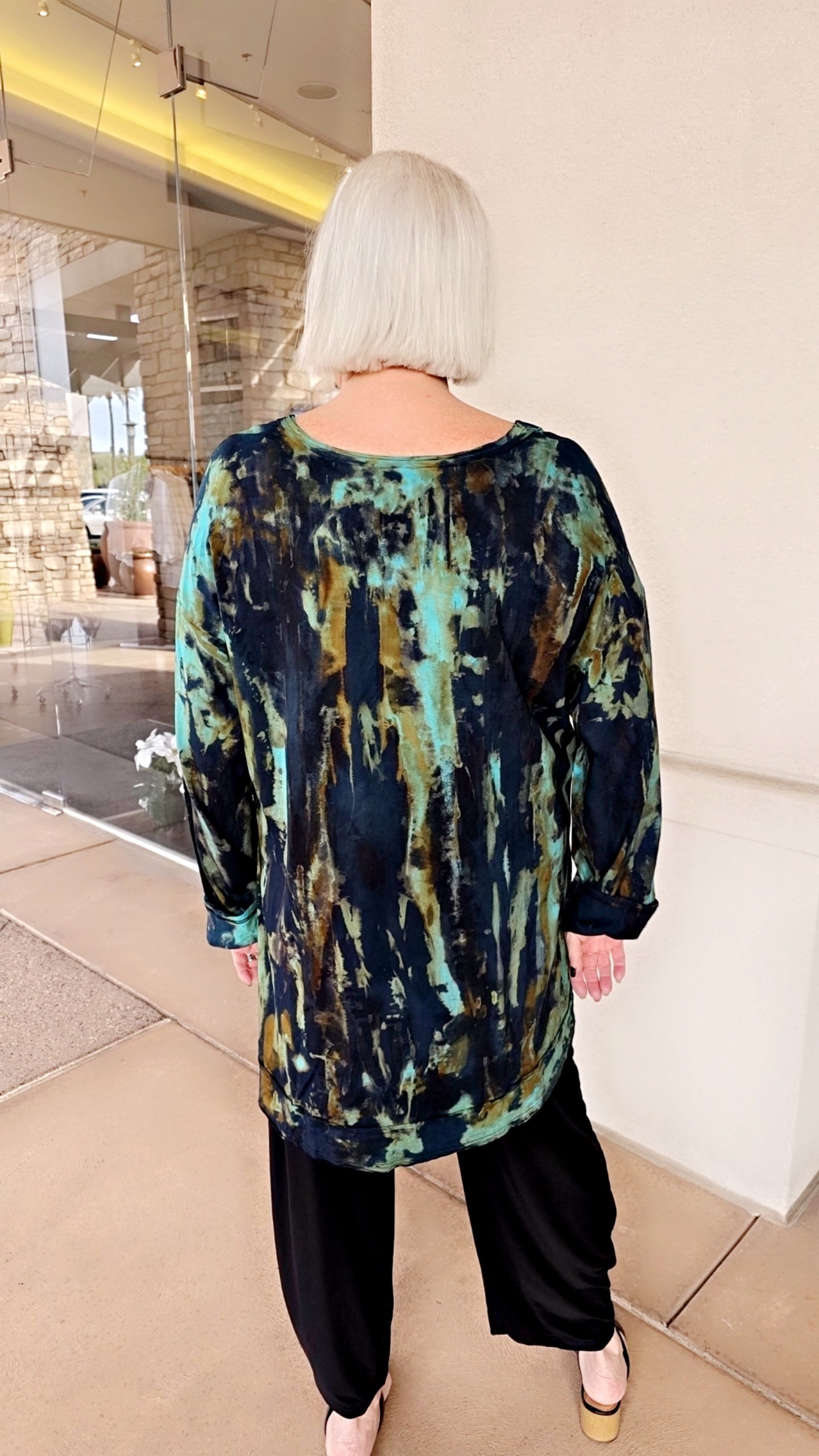 Darby Plus Size Teal Tie Dye High Low Tunic AU1806K