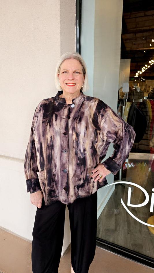 Darby Plus Size Black/Grey Button Front 2 Pocket Jacket AU5801K