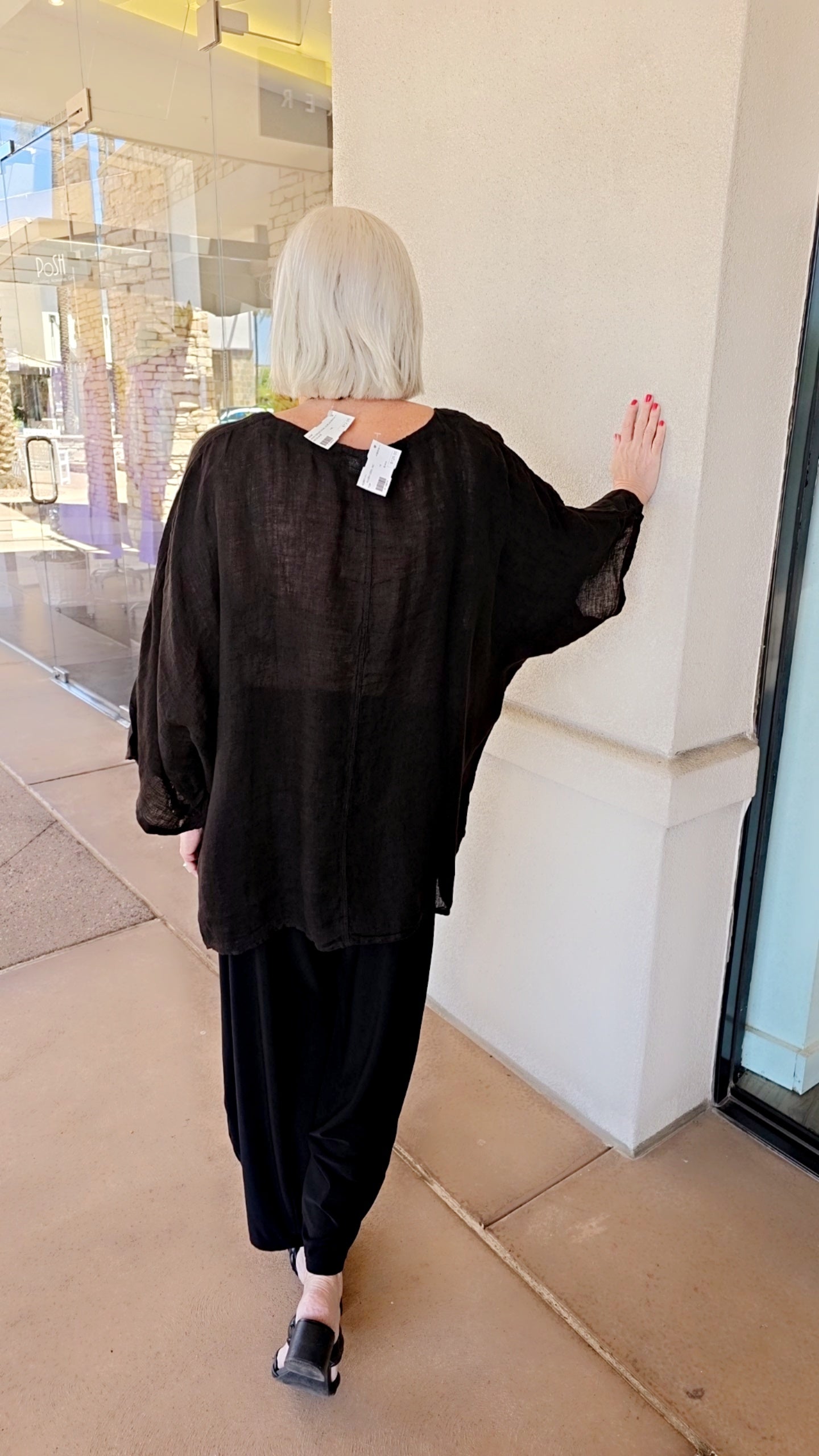 Kleen Idea Black Sheer Linen Tunic A2897171