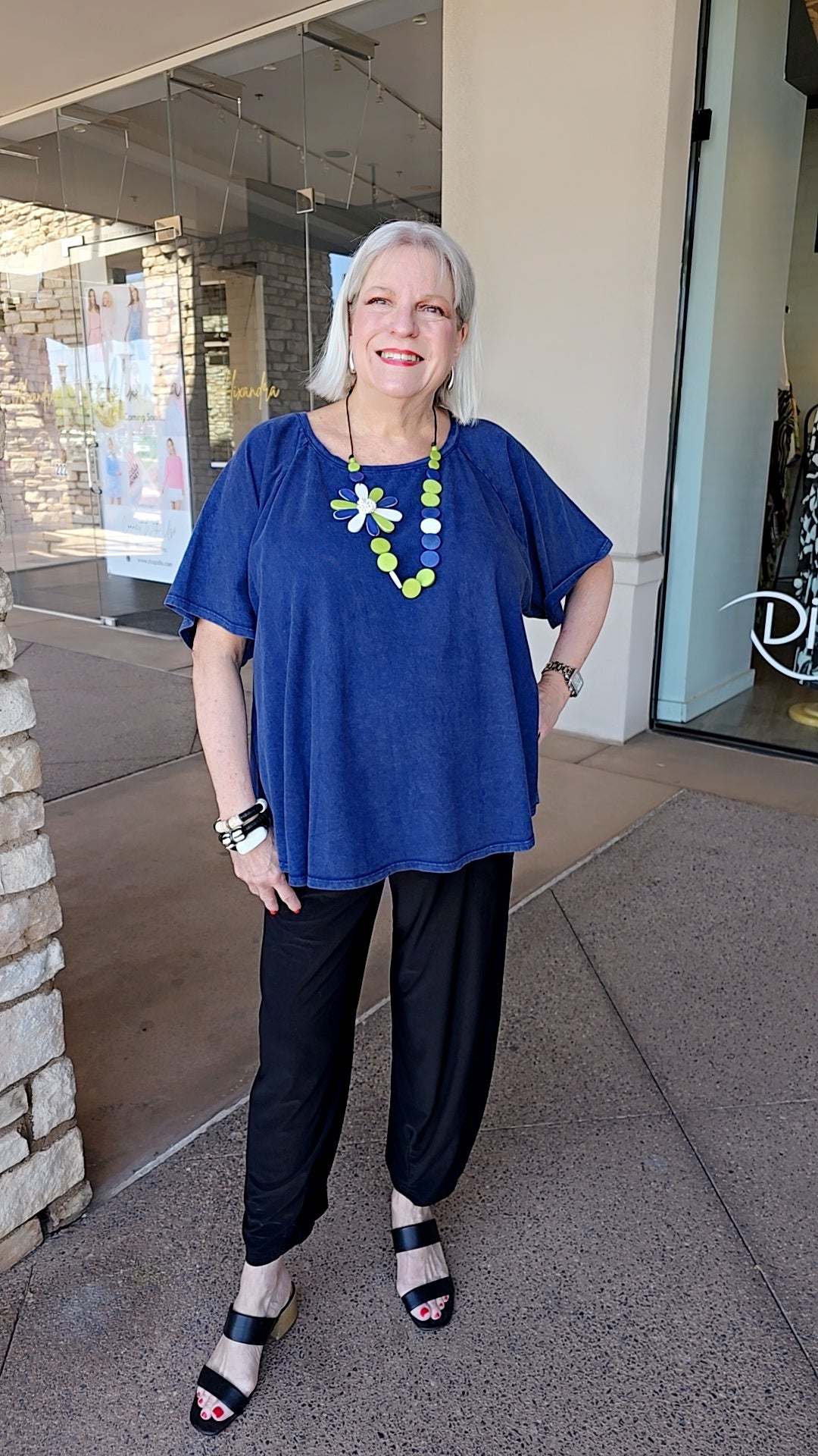 Cotton Lani Plus Size Indigo Apple Top J2007M