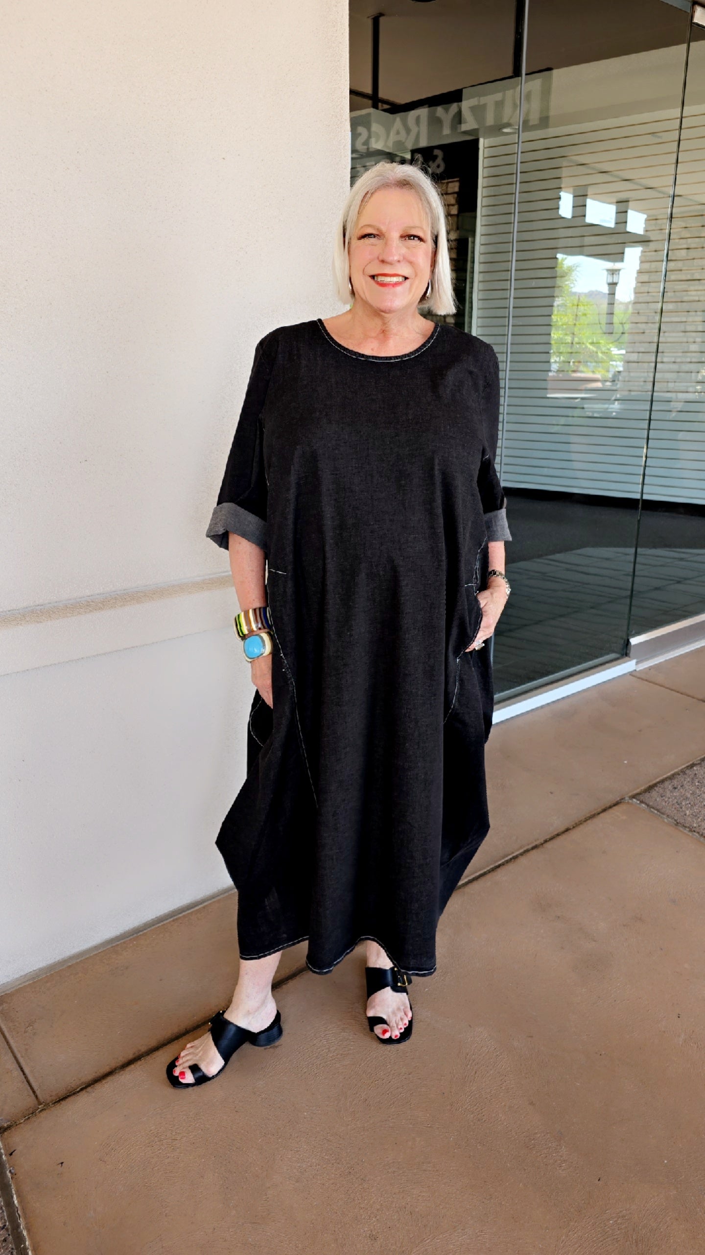 Alembika Black Denim Pullover Balloon Dress SD822B