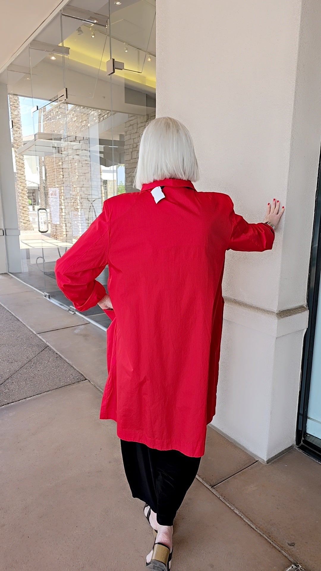 Baci Red Button Front Long Blazer 14530PO62
