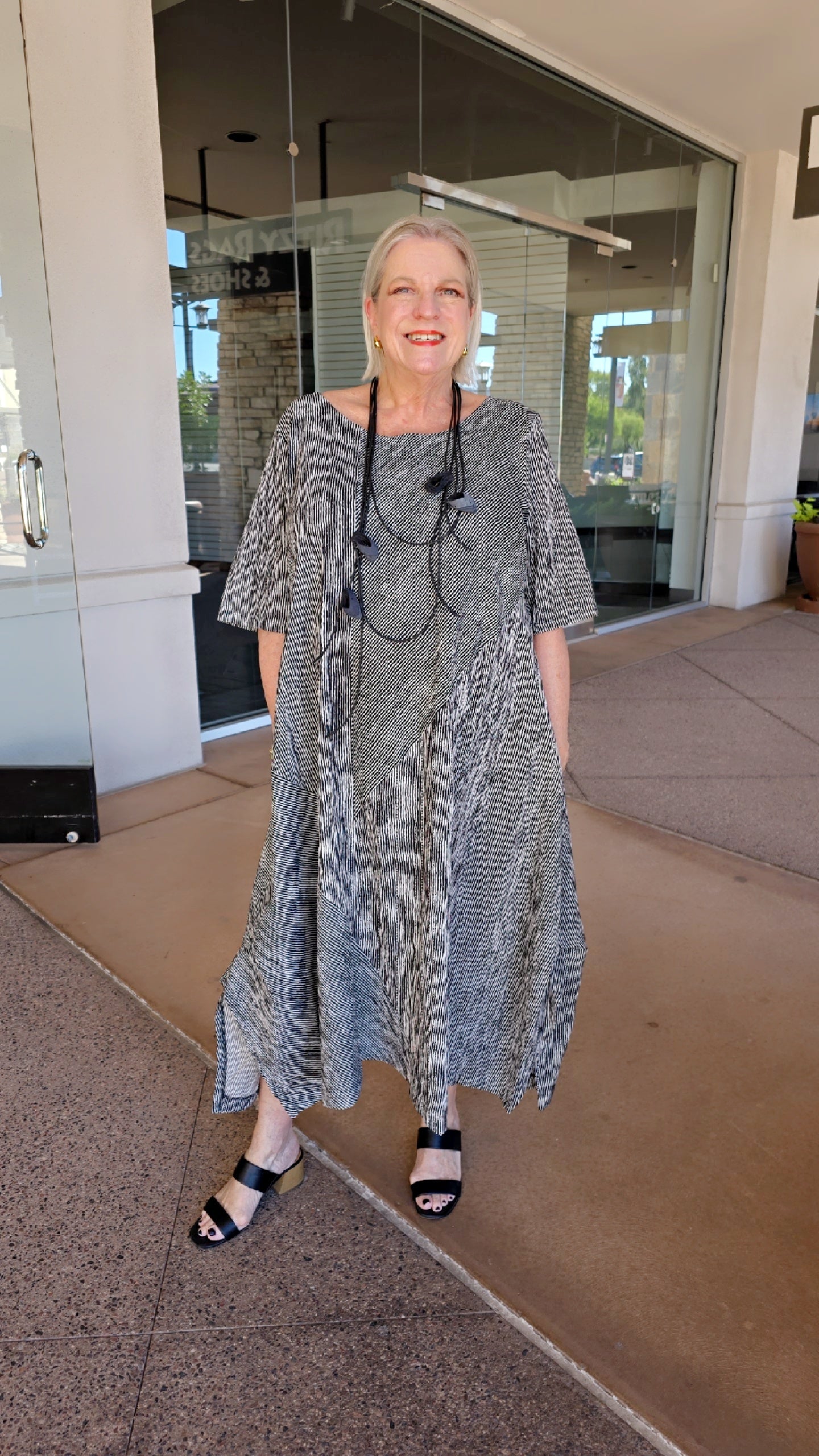 Niche Plus Size Black/White Striped Friday Dress 1221504