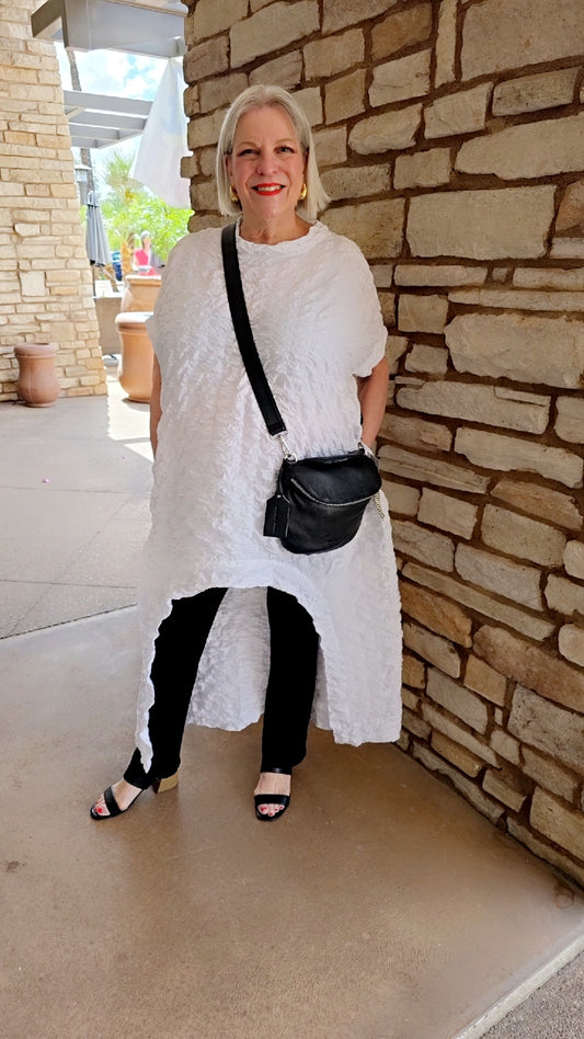 Gershon Bram White Pucker Rina Long High Low Tunic GB37173