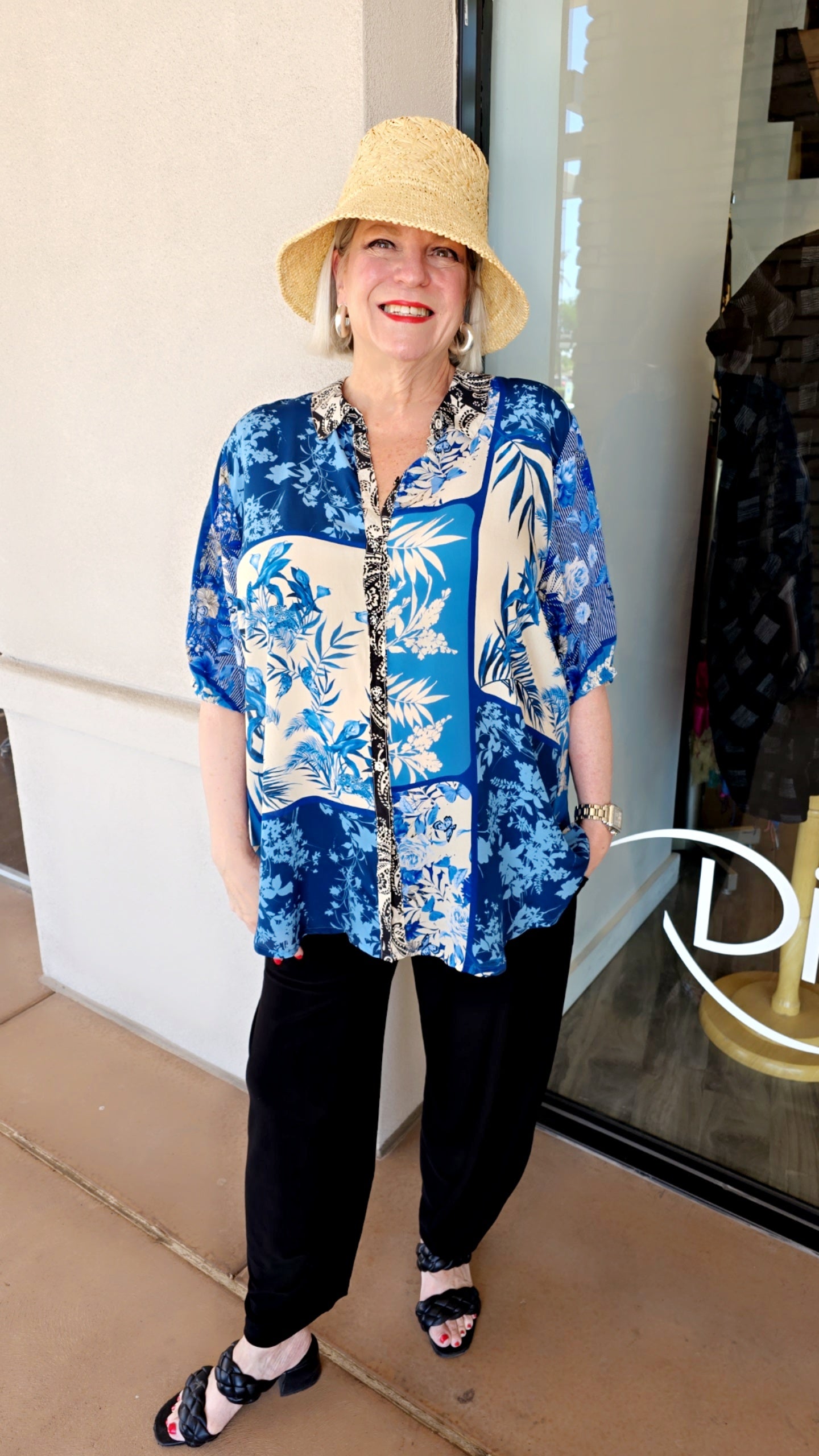 Johnny Was Blue Stitch Steph Button Up Shirt C1362A4