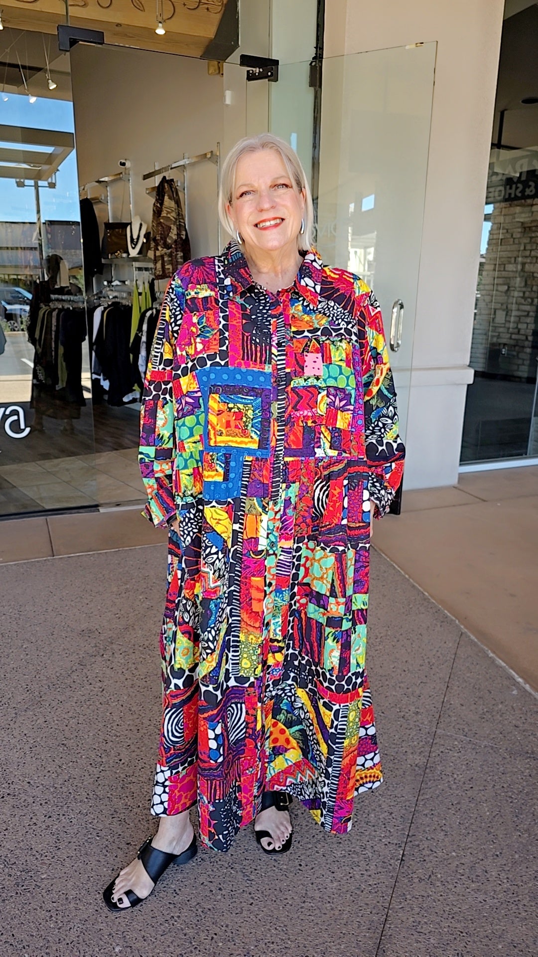 Orientique Plus Size Multi Print Collar Dress 20089