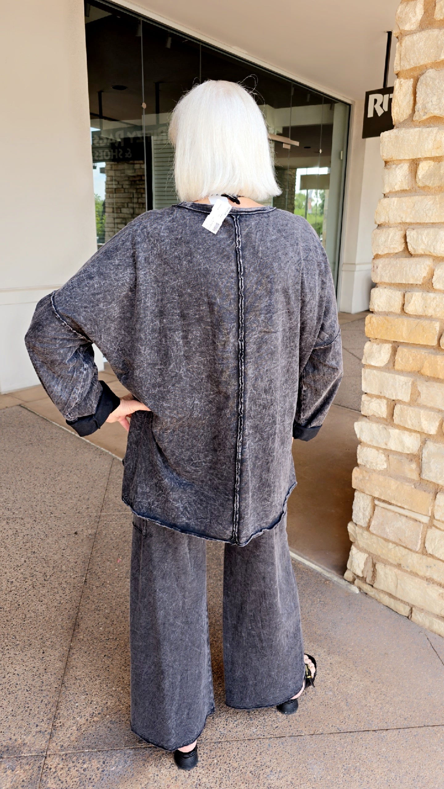 Cotton Lani Plus Size Black 2 Pocket Top J338