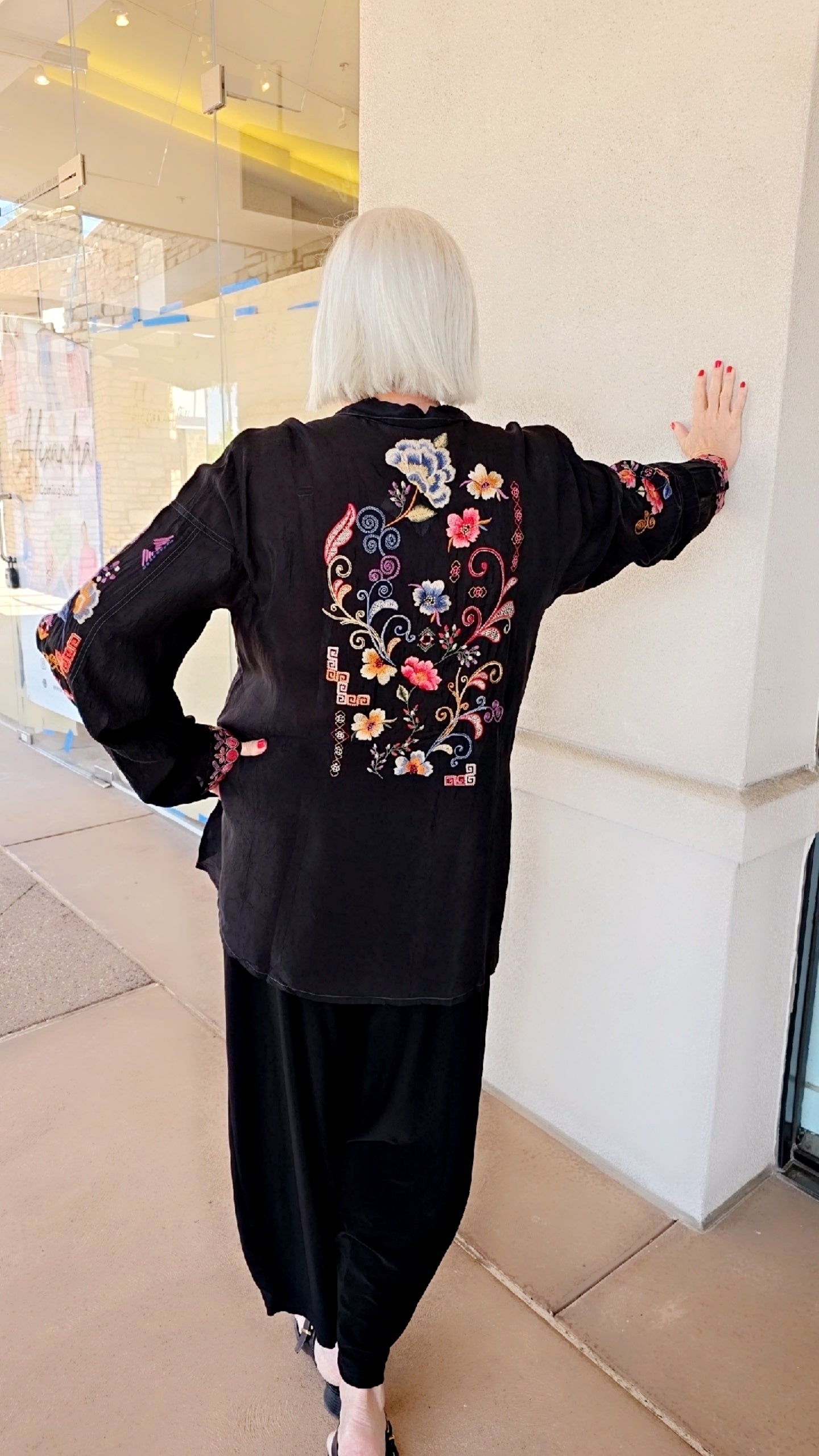 Johnny Was Black Marcia Emb. Button Front Blouse C14625-7