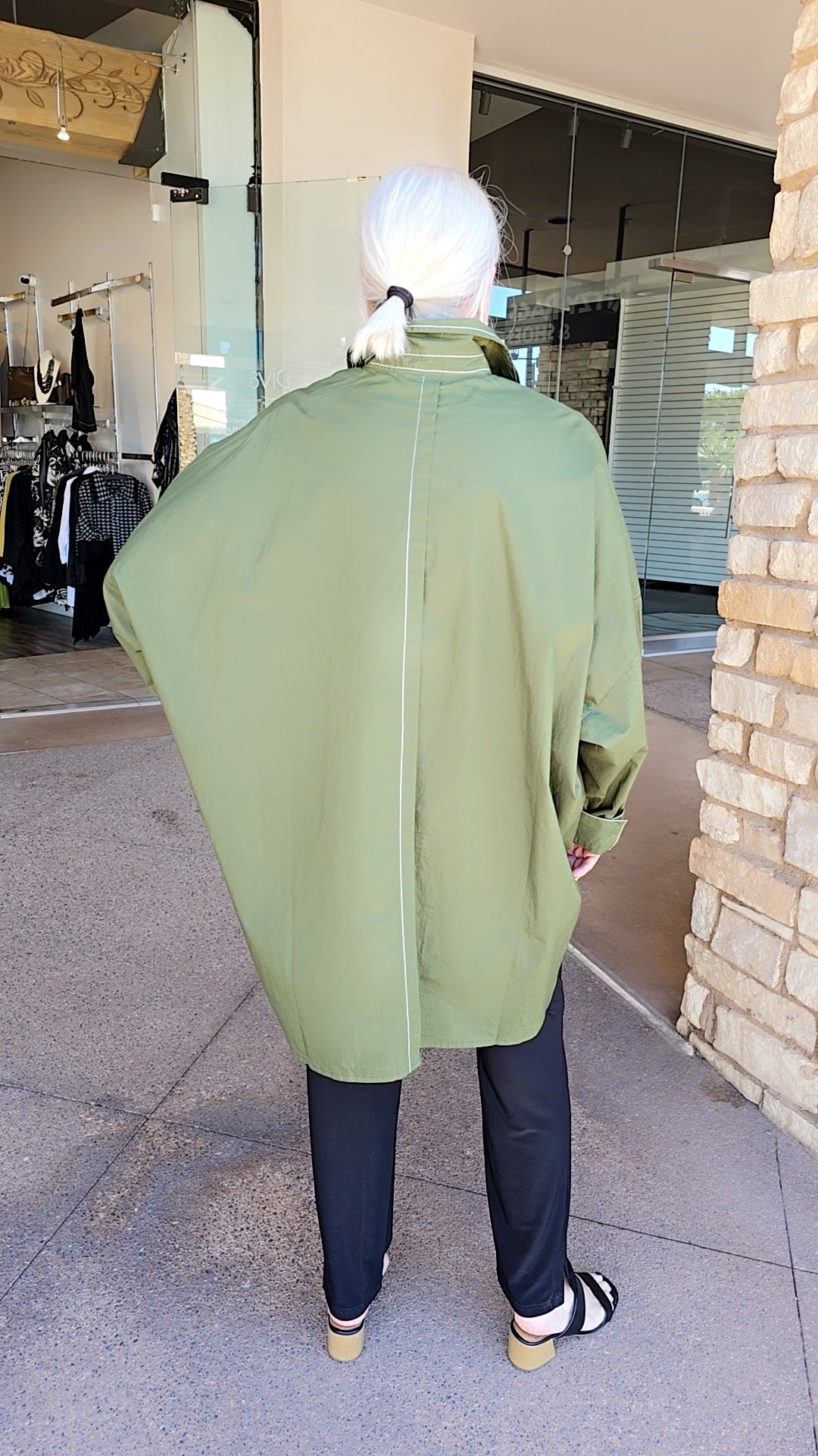 Kedem Sasson Green Half Button Oversized Shirt P45