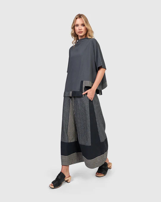 Urban Grey Oversized Striped Top UT102G