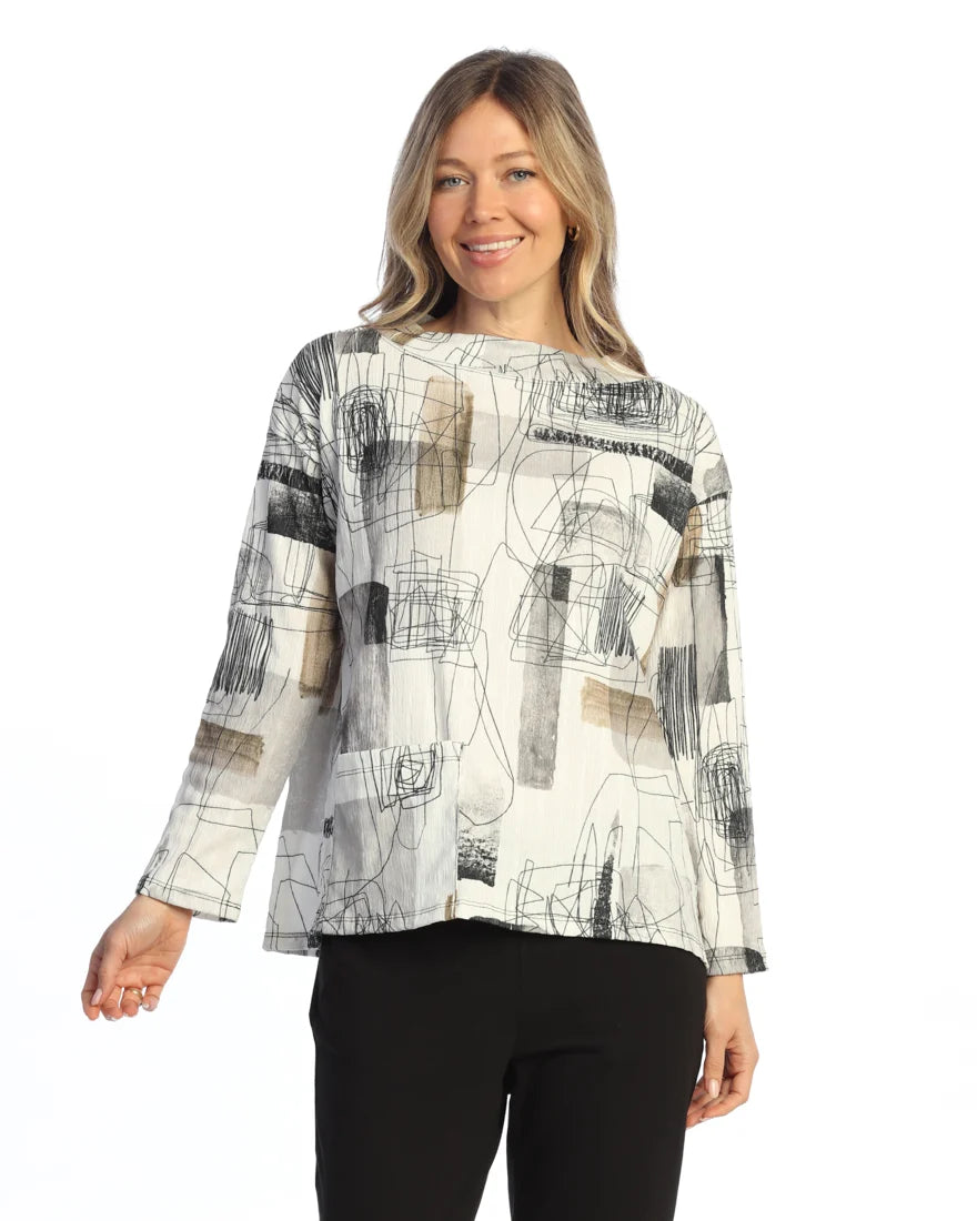 Jess & Jane Printed Scribbles Shirt VK3-2269X