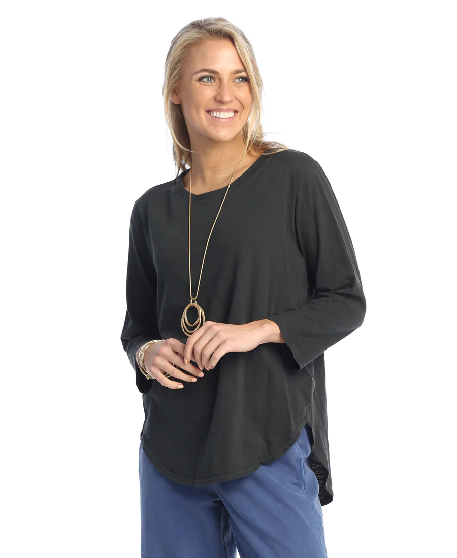 Jess & Jane Black Cotton Slub Top WK2