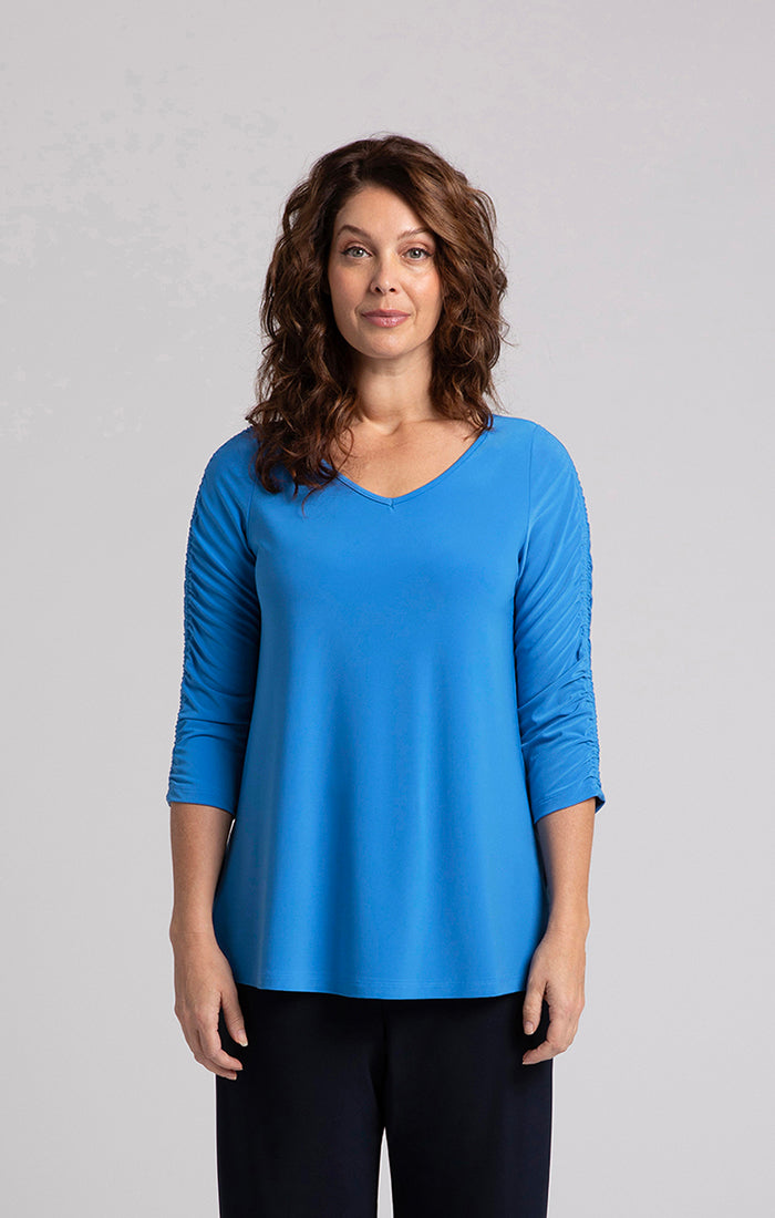 Sympli Marine Revelry Top/Ruched Sleeve 22314-2