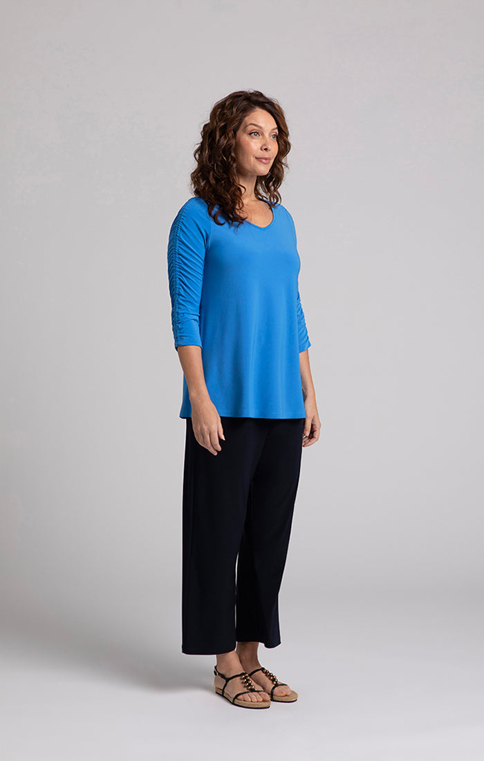 Sympli Marine Revelry Top/Ruched Sleeve 22314-2