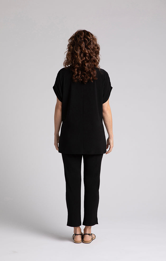 Sympli Black Revelry Tunic/Ruched Shoulder 23223-1