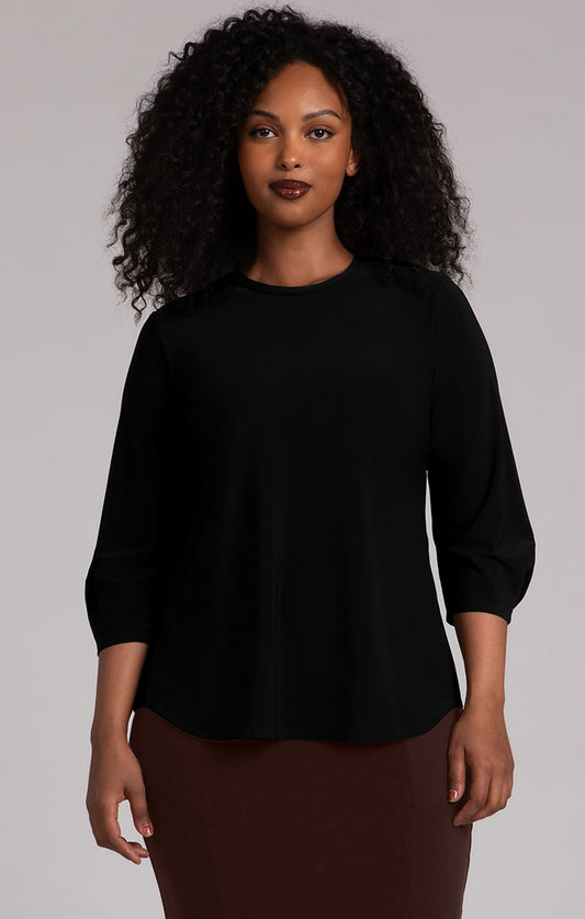 Sympli Black Classic Fit Lantern Top 22322-2