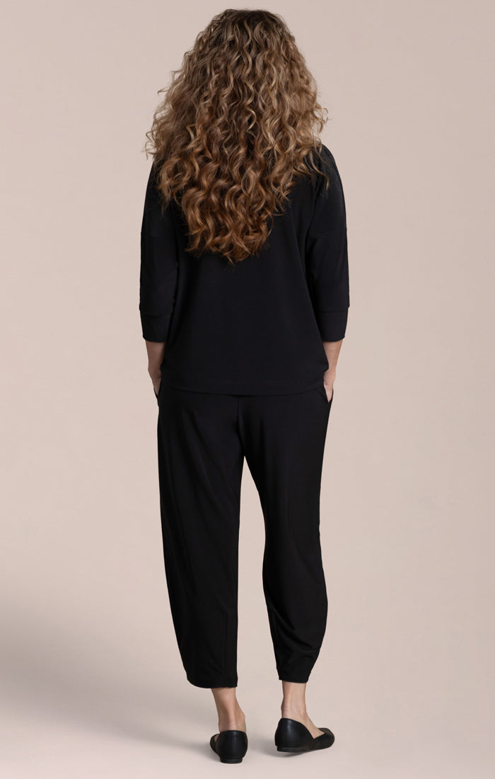 Sympli Plus Size Black Slouch High Neck Pullover Top 22249NT-2