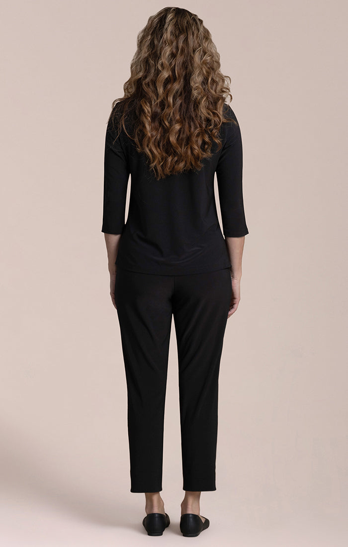 Sympli Plus Size Black Suitable Split Sleeve Top 22401-3