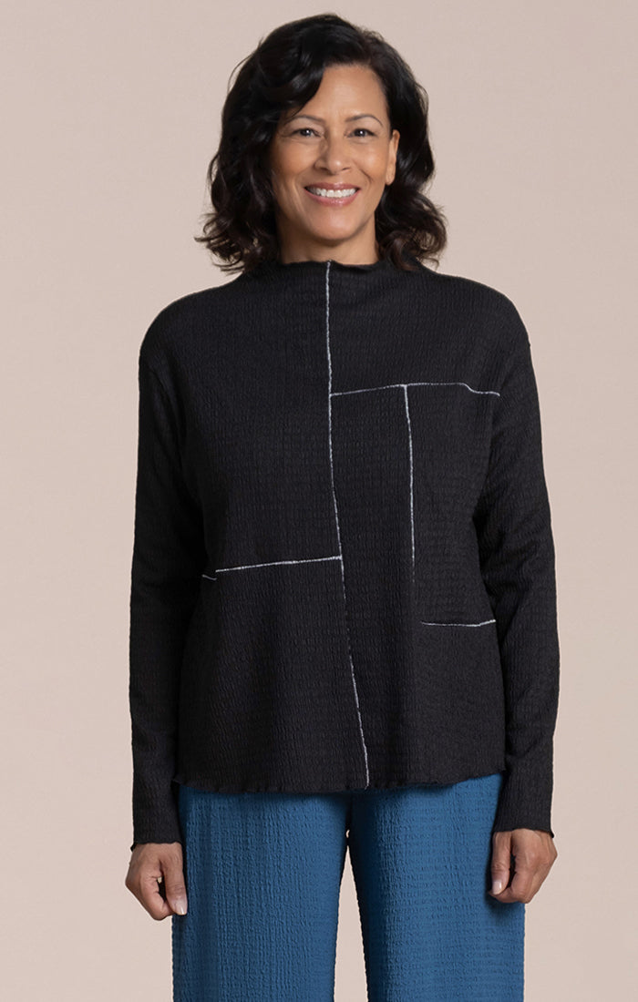 Sympli Plus Size Black Pop Collage Top PW22411X-3