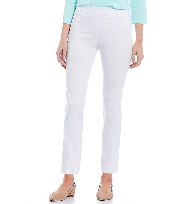 Multiples Plus Size White Wide Band Pull On Ankle Pant M2623PA