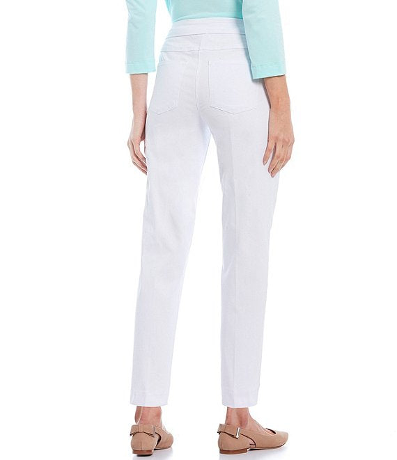 Multiples Plus Size White Wide Band Pull On Ankle Pant M2623PA