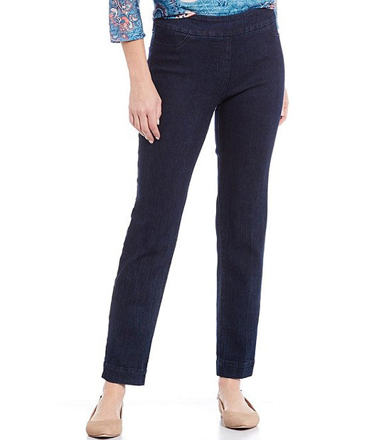 Multiples Plus Size Denim Wide Band Pull On Ankle Pant M2623PA