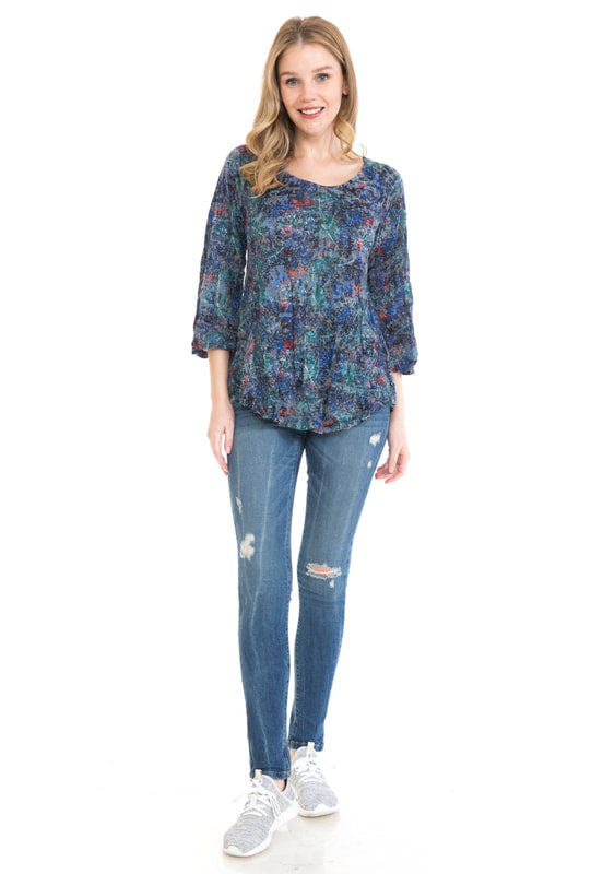 Cubism Plus Size Midnight Crinkle One Pocket Top 104-13713