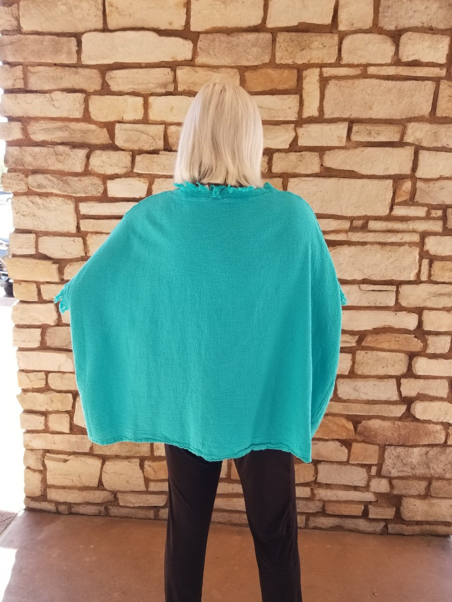 Oh My Gauze One Size Reef Fringe Top Pisces