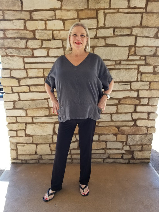 Oh My Gauze One Size Graphite Angle Top Kat