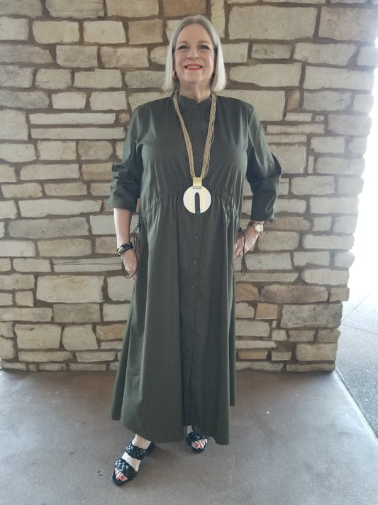 Daniali Plus Size Olive Gather Dress Angela