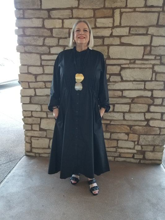 Daniali Plus Size Black Gather Dress Angela