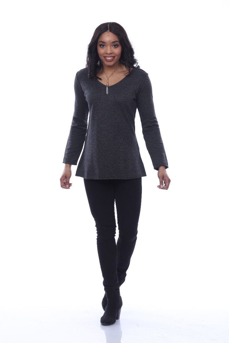 Parsley & Sage Plus Size Charcoal Marlow Rev Swing Top 20W243C1P