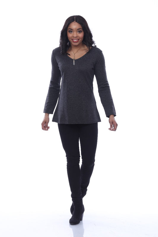 Parsley & Sage Plus Size Charcoal Marlow Rev Swing Top 20W243C1P