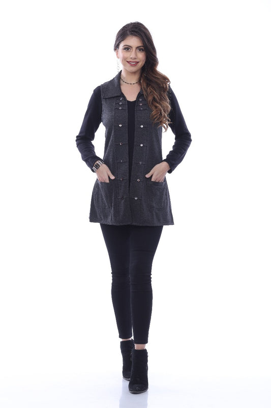 Parsley & Sage Plus Size Charcoal Marlow Rev Vest 20W243F3P