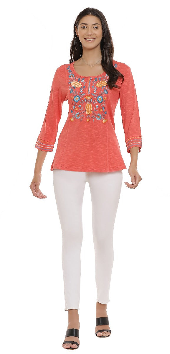 Parsley & Sage Plus Size Coral Quinn Top 22S446C1P