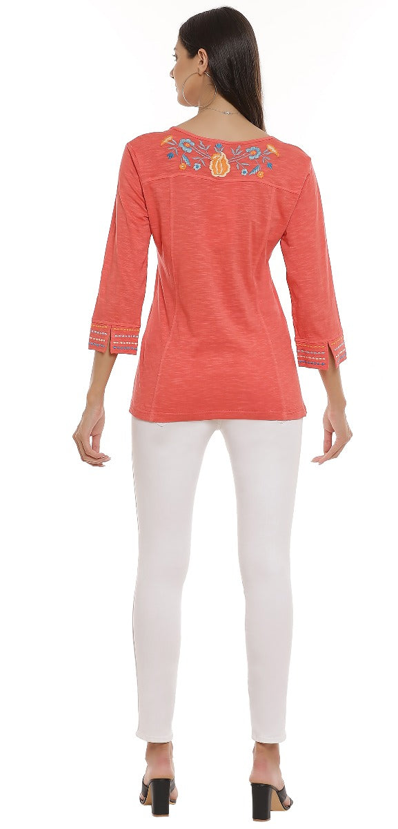 Parsley & Sage Plus Size Coral Quinn Top 22S446C1P