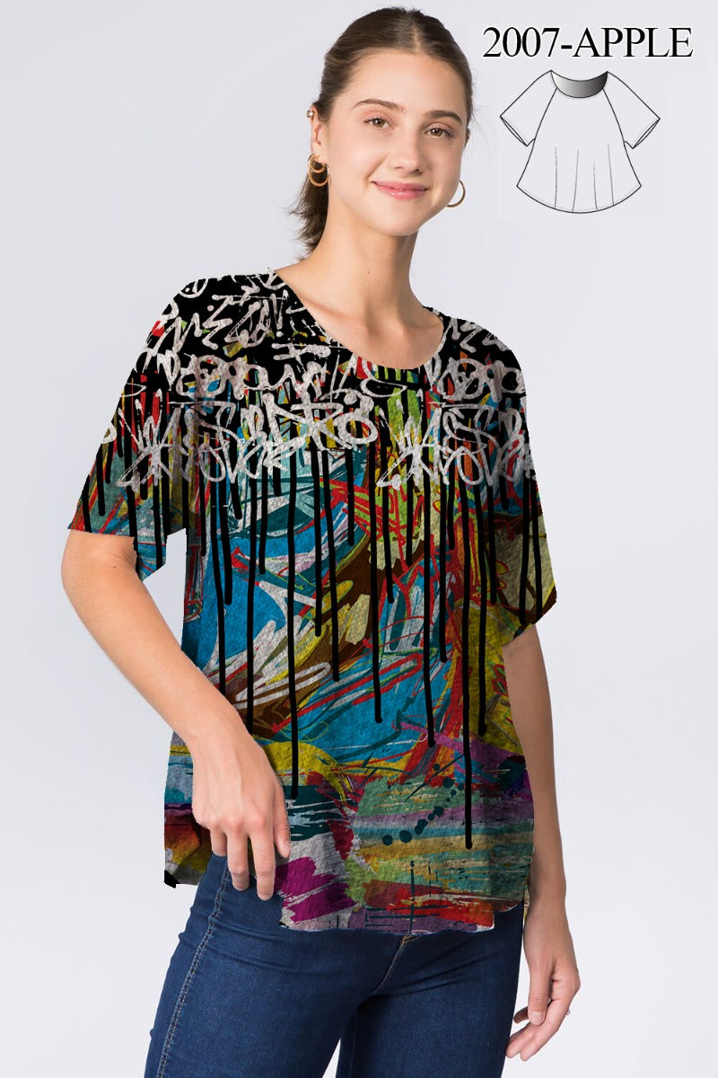 Et Lois Plus Size Multi Printed Short Tunic H2007G-315